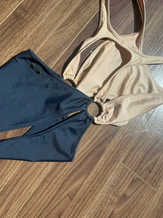 triangl swimwear Nude Top Black Bottom One-Piece Monokini - Picture 4 of 5